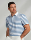 cheap Classic Polo-Men&#039;s Casual Print Polo Knit Polo Striped Horizontal Stripes Cable Outdoor Causal Casual 48% cotton, 48% polyester, 4% spandex Short Sleeve Turndown Polo Shirts Black Blue Summer