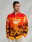 cheap Men&#039;s Casual Shirts-Coconut Tree Hawaiian Resort Men&#039;s Shirt Button Up Shirt Printed Shirts Daily Wear Vacation Beach Spring &amp; Summer Lapel Long Sleeve Orange S, M, L Cotton Shirt