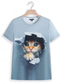 cheap Animals tee-Women&#039;s T shirt Cute Kitten Peekaboo Graphic Crew Neck Short Sleeve Casual Daily Wear Soft Comfortable Unique Print Top Blue Regular and Plus Size