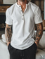 billige Casual T-skjorter for menn-Herre Vaffel Henley-skjorte T-skjorte Helfarge Henley utendørs Avslappet Kortermet Knapp Klær Mote Designer Bekvem