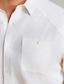 abordables camisas de lino para hombre-Hombre Camisa camisa de lino Blanco Manga Larga Color sólido Cuello Vuelto Verano Casual Ropa Deportiva Ropa Botón