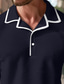 cheap Classic Polo-Men&#039;s Business Polo Golf Shirt Work Casual Lapel Ribbed Polo Collar Short Sleeve Basic Modern Color Block Patchwork Button Spring &amp; Summer Regular Fit Light Yellow Navy-blue milk white Dark red