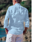 cheap Men&#039;s Linen Shirts-Men&#039;s Shirt Linen Shirt Button Up Shirt Summer Shirt Beach Shirt Black White Pink Long Sleeve Plain Collar Spring &amp; Summer Casual Daily Clothing Apparel