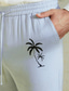 levne plátěné kalhoty-pánské plátěné kalhoty kalhoty ze 40% lnu letní kalhoty plážové kalhoty stahovací šňůrka v pase rovná noha kokosová palma prodyšná po celé délce dovolená plážová móda ležérní modrá hnědá