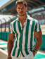 billige fritidsskjorter for menn-fritidsskjorte for menn stripet uformelt komfortabel mote uformelt sport og utendørs street kausal sommer turndown kortermet skjorte i grønn viskosestoff