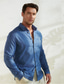 baratos camisas de linho masculinas-55% camisa de linho masculina estampa camisa de linho azul manga longa lapela fé primavera e outono roupas diárias ao ar livre