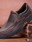 billiga Slip-ons och loafers till herrar-Herr Tofflor och Slip-Ons Komfort Loafers Plattform Loafers Läder Andningsfunktion Bekväm Slitstyrka Slip-on Svart Brun