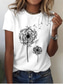 cheap Women&#039;s T-shirts-Women&#039;s Casual T-Shirt Dandelion Print Crew Neck White Short Sleeve Summer Wear Comfort Fit Daily Essential