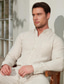 abordables camisas de lino para hombre-100% Lino Hombre camisa de lino Blanco Caqui Manga Larga Color sólido Plano Cuello Vuelto Verano Casual Diario Ropa