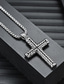 abordables Bijoux pour hommes-Homme Collier Pendentif Couleur acier et chaîne bleu fleur couleur acier Acier inoxydable Croix