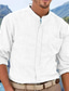 cheap Men&#039;s Casual Shirts-Men&#039;s Shirt Button Up Shirt Casual Shirt Oxford Shirt White Blue Green Long Sleeve Plain Band Collar Daily Vacation Splice Clothing Apparel Fashion Casual