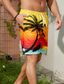 olcso férfi strandnadrág-férfi deszka rövidnadrág hawaii rövidnadrág fürdőnadrág bermuda rövidnadrág strand rövidnadrág húzózsinór elasztikus derék kókuszfa 3D print alkalmi napi ünnepi utcai ruha
