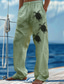 tanie spodnie codzienne-Męskie Lniane spodnie Spodnie Letnie spodnie Spodnie plażowe Ściągana na sznurek Elastyczny pas Nadruk Graficzny Komfort Codzienny Urlop Plaża 20% Len Urlop Moda Niebieski Zielony