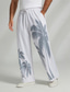 cheap Linen Pants-Men&#039;s Linen Pants Trousers Summer Pants Beach Pants Drawstring Elastic Waist Print Coconut Tree Comfort Daily Vacation Beach 20% Linen Vacation Fashion White