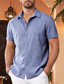 cheap Men&#039;s Casual Shirts-Men&#039;s Shirt Button Up Shirt Casual Shirt Summer Shirt Oxford Shirt White Pink Blue Short Sleeve Plain Collar Daily Vacation Clothing Apparel Fashion Casual Comfortable