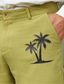 Недорогие Мужские шорты-мужские шорты льняные шорты летние шорты пляжные шорты на шнурке эластичная талия с принтом кокосовой пальмы комфорт короткий ежедневный отпуск пляж 30% белье отпуск мода армейский зеленый белый