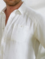 Недорогие мужские льняные рубашки-Муж. Рубашка льняная рубашка Кнопка рубашка Пляжная рубашка Белый Длинный рукав Полотняное плетение Лацкан Весна &amp; осень Повседневные Отпуск Одежда