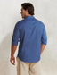 preiswerte Designerkollektion-Herrenhemd aus 55 % Leinen, bedrucktes Leinenhemd, blau, langärmlig, Glaube, Revers, Frühling und Herbst, Outdoor-Tagesbekleidung