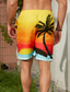 cheap Men&#039;s Beach Shorts-Men&#039;s Board Shorts Hawaiian Shorts Swim Trunks Bermuda Shorts Beach Shorts Drawstring Elastic Waist Coconut Tree 3D Print Casual Daily Holiday Streetwear