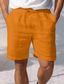 cheap Men&#039;s Shorts-Men&#039;s Shorts Linen Shorts Summer Shorts Pocket Drawstring Elastic Waist Plain Comfort Breathable Outdoor Daily Going out 100% Cotton Fashion Casual White Navy Blue