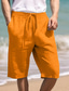 cheap Men&#039;s Shorts-Men&#039;s Shorts Linen Shorts Summer Shorts Drawstring Elastic Waist Straight Leg Plain Comfort Breathable Short Casual Daily Holiday Fashion Classic Style Light Khaki Navy Blue