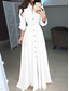 cheap Plain Dresses-Women&#039;s White Dress Maxi Dress Lace up Button Date Vacation Streetwear Maxi Stand Collar Long Sleeve Black White Red Color