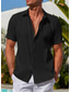 baratos camisas masculinas casuais-Homens Camisa Social camisa de botão Camisa casual camisa de verão Preto Verde Caqui Manga Curta Tecido Colarinho Diário Férias Roupa Moda Casual Confortável