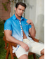 cheap Hawaiian Shirts-Gradient Casual Men&#039;s Shirt Outdoor Street Casual Daily Summer Turndown Short Sleeve Yellow Pink Blue S M L Shirt