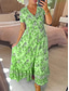 preiswerte Lässige Blumenkleider-Damen kleid lang Casual kleid Schaukelkleid A Linie Kleid Sommerkleid Stilvoll Brautkleider schlicht Urlaub Täglich Regular Fit Blumen Kurzarm V Ausschnitt Rosa Grün Leicht Blau Sommer