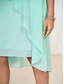 cheap Plain Dresses-Women&#039;s Wedding Guest Cocktail Dress Chiffon Tiered Elegant Formal Layered Midi Dress Crew Neck Long Sleeve Pink Green Color