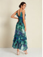 cheap Print Casual Dress-Chiffon Wedding Guest Floral Ruffle Split Ends Sleeveless Maxi Dress