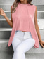 billige Kvinne Enkle Topper-Dame Skjorte Dressy topper عادي Stilfull Ermeløs Løse skuldre Daglig Multi Layer Asymetrisk kant Svart Rosa Blå Sommer