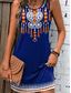olcso Boho ruhák-Női Mini Ruha Petites Ruha Napsugár Tank Ruha Nyári Ruha Boho Nyaralás Mindennapi Ünnep Normál Illeszkedés Geometrikus Ujjatlan Kerek Nyak Kék Nyár