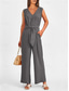 cheap Jumpsuits-Women&#039;s Normal Jumpsuit Elegant Solid Color Sleeveless V Neck Lace up Pocket Office Business Regular Fit Black Wine Army Green Summer