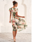 cheap Print Dresses-Women&#039;s Midi Dress Floral V-Neck A-Line Flutter Sleeve Rose Pattern Lightweight Summer Garden Party Wedding Guest Brunch Flowy Feminine White Pink Green