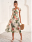 cheap Print Dresses-Women&#039;s Midi Dress Floral V-Neck A-Line Flutter Sleeve Rose Pattern Lightweight Summer Garden Party Wedding Guest Brunch Flowy Feminine White Pink Green