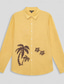 billige fritidsskjorter for menn-herreskjorter kokospalme hawaiisk feriested mote fritidsskjorte fritidsskjorte fritidsskjorte hverdagslig sommer vår og høst turndown skjorte krage langermet gul lin bomullsblanding skjorte normal