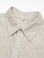 cheap Men&#039;s Casual Shirts-Men&#039;s Linen Shirt khaki Long Sleeve Solid Color Turndown Shirt Collar Outdoor Causal Button Clothing Apparel Vacation Daily