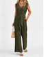 cheap Jumpsuits-Women&#039;s Normal Jumpsuit Elegant Solid Color Sleeveless V Neck Lace up Pocket Office Business Regular Fit Black Wine Army Green Summer