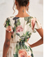 cheap Print Dresses-Women&#039;s Midi Dress Floral V-Neck A-Line Flutter Sleeve Rose Pattern Lightweight Summer Garden Party Wedding Guest Brunch Flowy Feminine White Pink Green