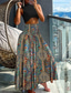 cheap Maxi Skirts-Women&#039;s A Line Maxi Skirts Print Gradient Vacation Summer Polyester Boho Black Pink Blue Orange