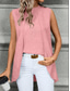 billige Kvinne Enkle Topper-Dame Skjorte Dressy topper عادي Stilfull Ermeløs Løse skuldre Daglig Multi Layer Asymetrisk kant Svart Rosa Blå Sommer