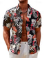 cheap Men&#039;s Plus Size Shirts-Men&#039;s Floral Graphic Prints Shirt Summer Hawaiian Shirt Short Sleeves Shirt Turndown Outdoor Street Black Yellow Red Navy Blue Royal Blue Print Clothing Apparel Fashion Designer Casual Soft