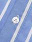 baratos camisas masculinas casuais-Homens Camisa Social Branco Azul Manga Curta Listrado Tiras verticais Aberto para a Lateral Ao ar livre Casual Botão Roupa Férias Diário