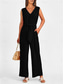cheap Jumpsuits-Women&#039;s Normal Jumpsuit Elegant Solid Color Sleeveless V Neck Lace up Pocket Office Business Regular Fit Black Wine Army Green Summer