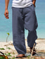 cheap Casual Pants-Men&#039;s Linen Pants Trousers Summer Pants Beach Pants Elastic Waist Wide Leg Straight Leg Plain Breathable Soft Yoga Casual Daily 100% Cotton Fashion Streetwear Loose Fit Black White