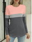 cheap Stripe&amp;Geometric tee-Women&#039;s T Shirt Casual Color Block Striped Print Long Sleeve Regular Tops Crew Neck Daily Pink Green Gray Spring &amp;  Fall