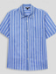 preiswerte Freizeithemden für Herren-Herren Hemd Weiß Blau Kurzarm Gestreift Vertikale Streifen Umlegekragen Outdoor Normal Taste Bekleidung Urlaub Täglich