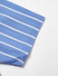 お買い得  メンズカジュアルシャツ-男性用 シャツ ブルー 半袖 ストライプ 垂直ストリップ 折襟 アウトドア カジュアル ボタン 衣類 旅行度假风 日常