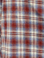 abordables Chemises imprimées pour hommes-Plaid Rétro Vintage Décontractées Vêtement décontracté Homme Printemps &amp; Automne Col plissé manche longue Rouge S, M, L Coton Chemise